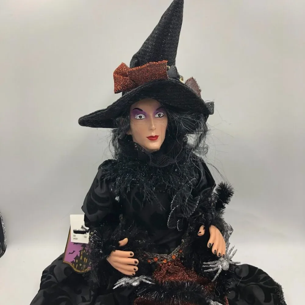 Wicked Witch Figurine Moonlight Manor With Tags Spiders Halloween Decor Haunted